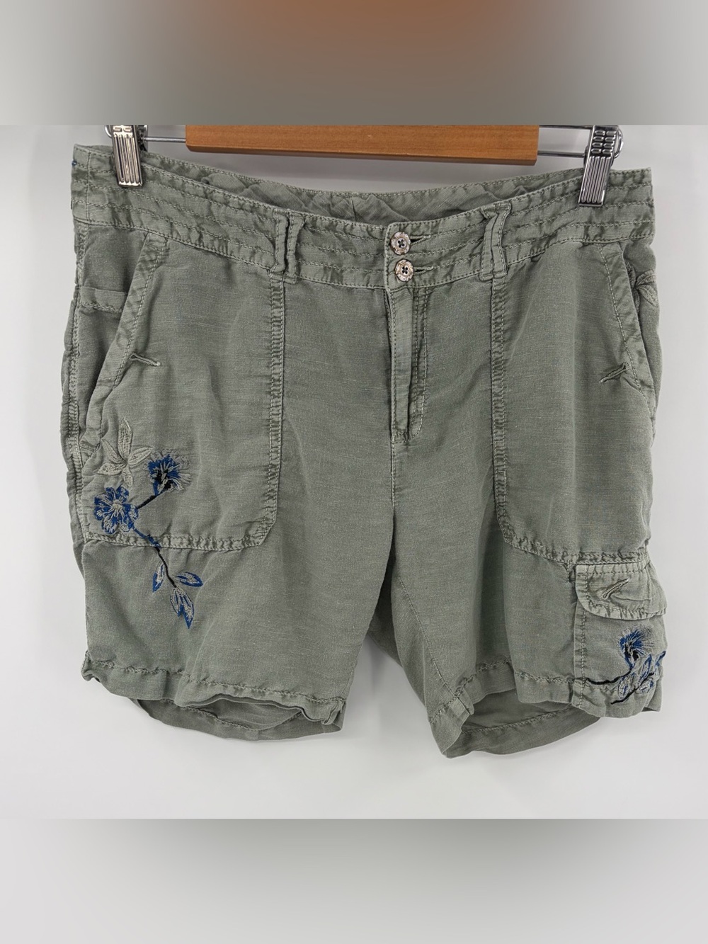 Sundance Olive Green Embroidered Cargo Shorts